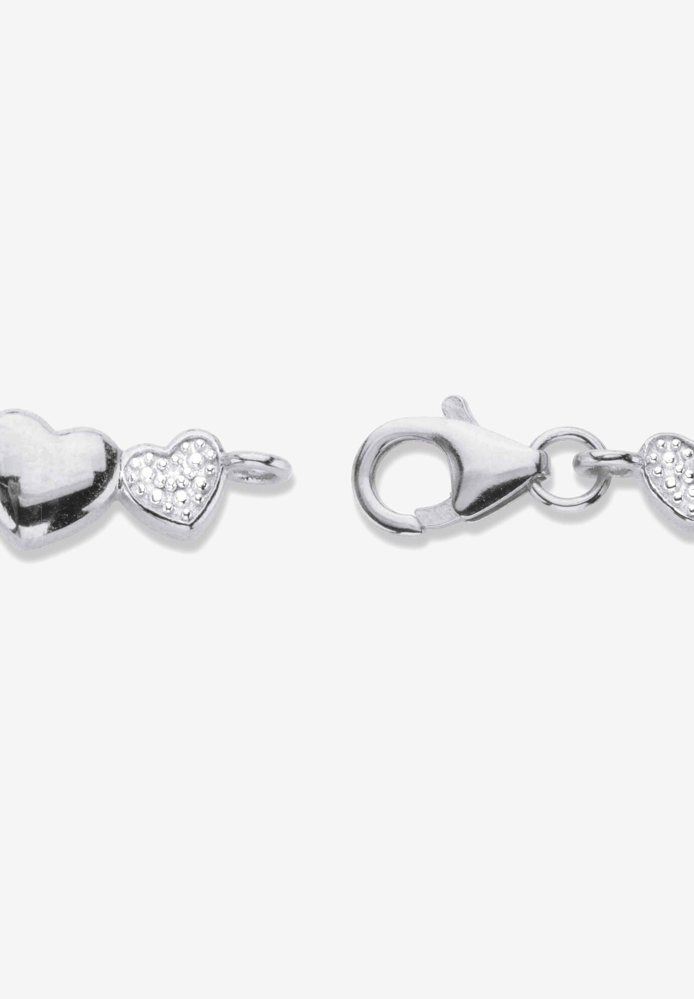 1/10 Cttw. Diamond Platinum Over Sterling Silver Heart-Link Bracelet 8 inches, , on-hover image number 1