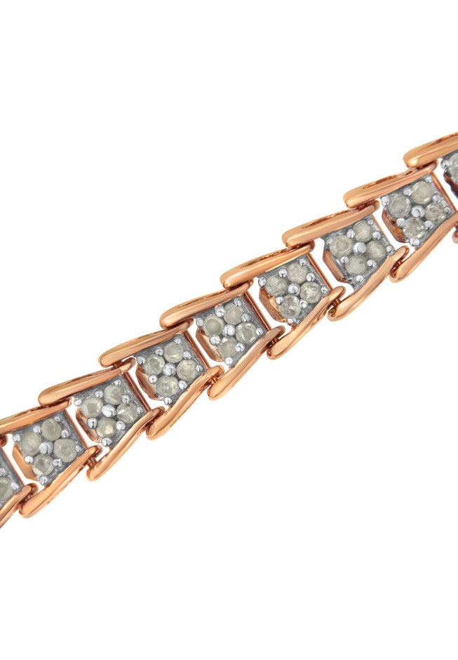 Rose Gold Plated Sterling Silver Diamond Chevron Link Tennis Bracelet, , alternate image number null