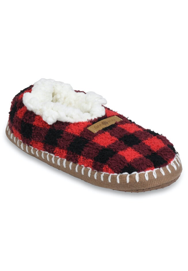 Womens Cozee Yarn Mocassin Slipper With Sidewall Slippers, BUFFALO CHECK, hi-res image number null