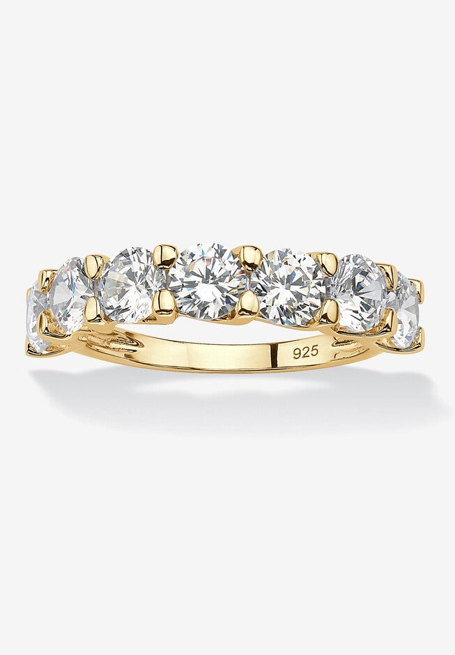 3.50 Cttw. Round Gold-Plated Sterling Silver Cubic Zirconia Wedding Ring, WHITE, hi-res image number 0