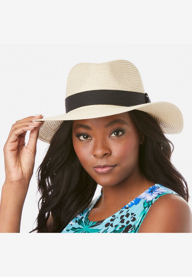 Panama Straw Hat, NATURAL BLACK, hi-res image number null