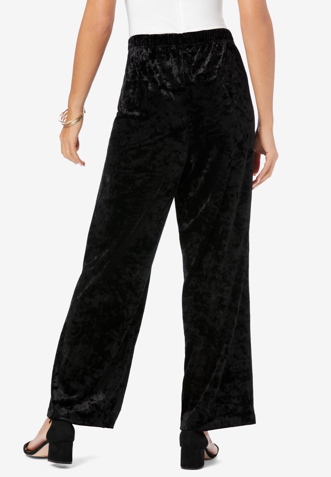 Wide-Leg Crushed Velour Pant, , on-hover image number 1