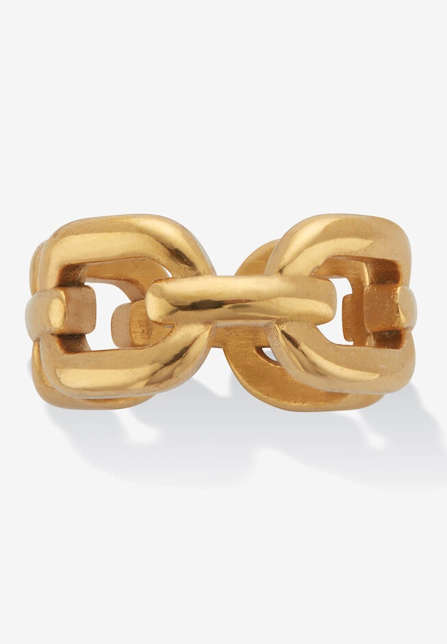 Gold Ion-Plated Stainless Steel Chain Link Style Ring, GOLD, hi-res image number 0