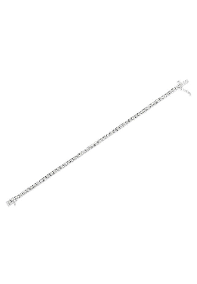 Sterling Silver Miracleset Diamond Round Faceted Bezel Tennis Bracelet 7 inches, , alternate image number null