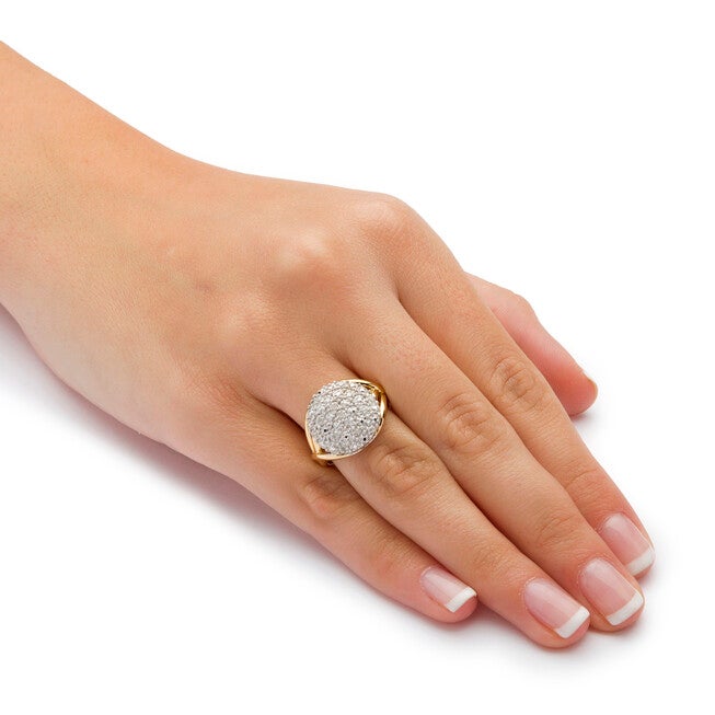 1/6 TCW Round Diamond Pave Gold-Plated Sterling Silver Split-Shank Ring, WHITE, alternate image number null