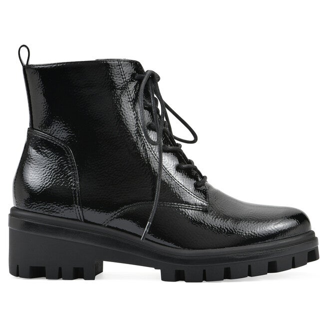 Tappy Lug Sole Combat Boot, BLACK PATENT, alternate image number null