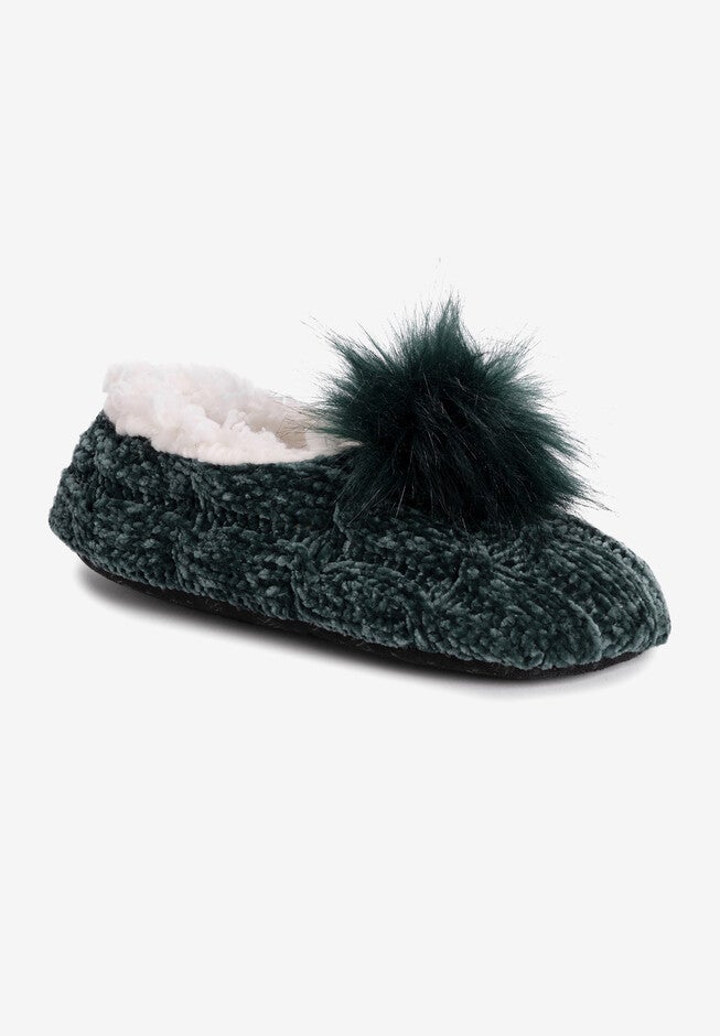 Chenille Ballerina Slipper, DARK JADE, hi-res image number null