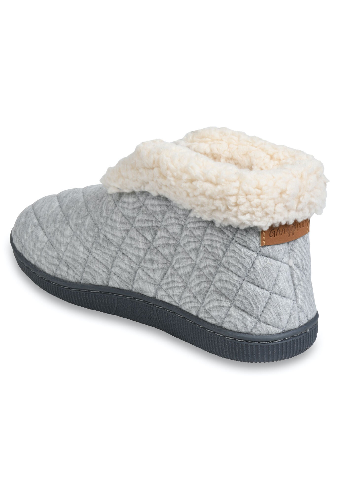 Quilted Jersey Elastic Front Slipper Boot Slippers, , on-hover image number 1