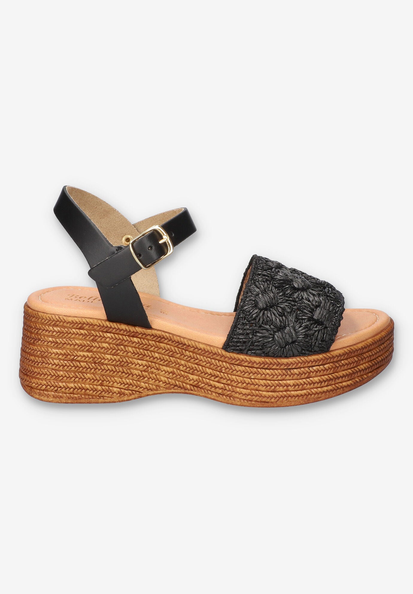 Kea-Italy Wedge Sandal, BLACK FLORAL, alternate image number 2