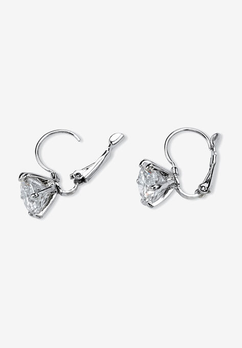 Platinum-Plated Drop Earrings (12x10mm) Cubic Zirconia (8 cttw TDW), , on-hover image number null