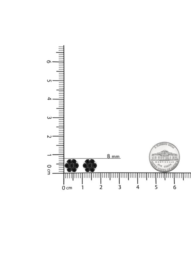 Silver 1/4 Cttw Black Diamond Cluster Flower Stud Earrings, , alternate image number null