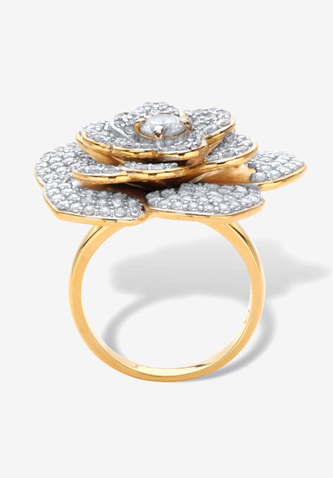 Yellow Gold-Plated Round Rose Ring, , on-hover image number null