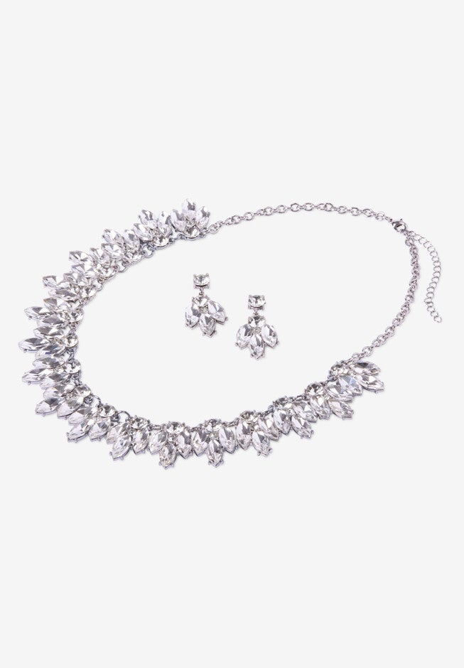 Rhinestone Earring and Necklace Set., , alternate image number null