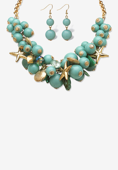 2 Piece Sea Life Jewelry Set In Yellow Goldtone, BLUE, hi-res image number null