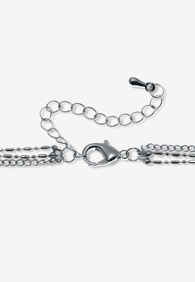 Silvertone Leaf Drop Necklace, 26 Inch Chain, Plus 2 Inch Extension, , on-hover image number null