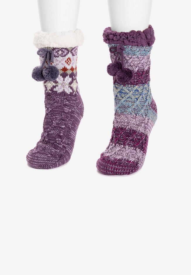 2-Pair Tall Pom Cabin Socks, , alternate image number null