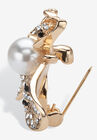 Goldtone Bee Pin Round Simulated Pearl And Round Crystals Jewelry, , on-hover image number null