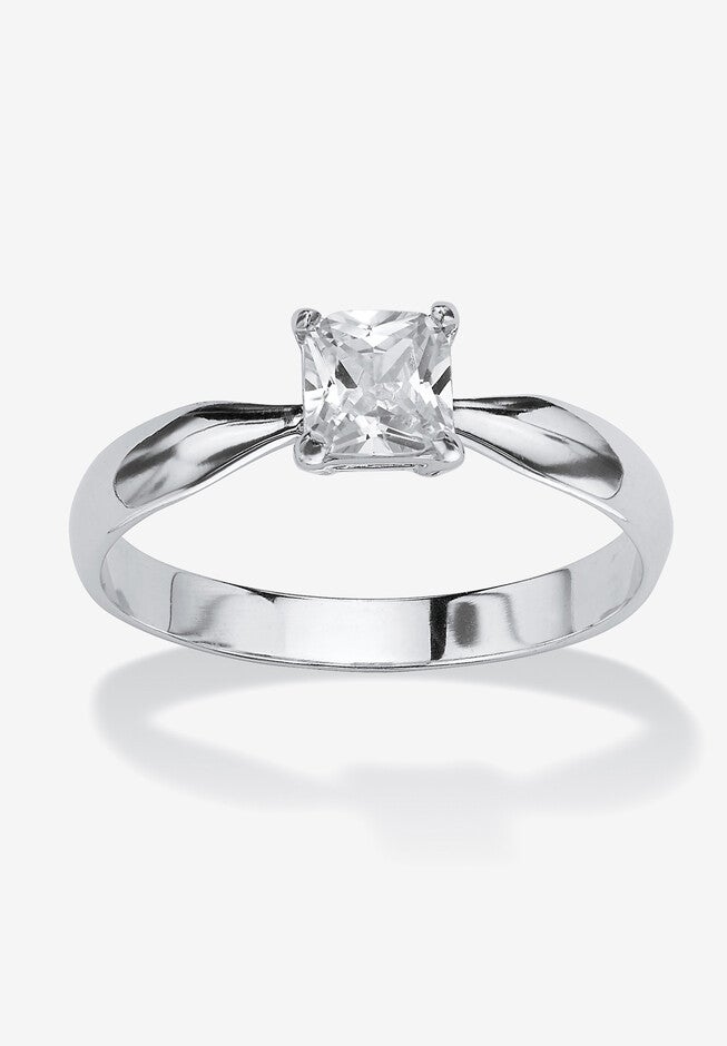 Birthstone .925 Silver Solitaire Ring, APRIL, hi-res image number 0