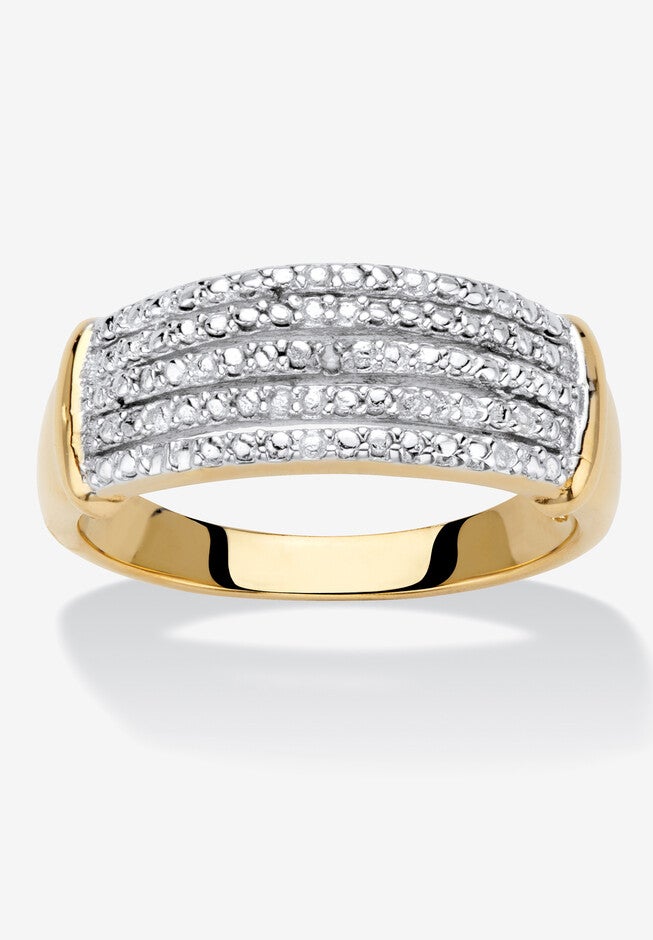 Yellow Gold-Plated Anniversary Ring with Genuine Diamond Accents, DIAMOND, hi-res image number 0