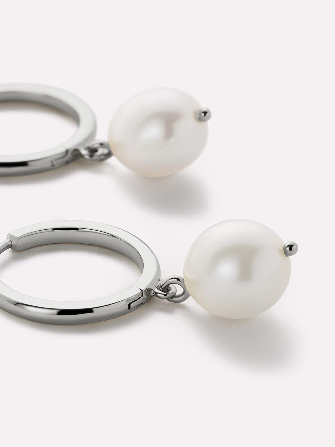 Medium Frida Pearl Hoops, SILVER, alternate image number 3
