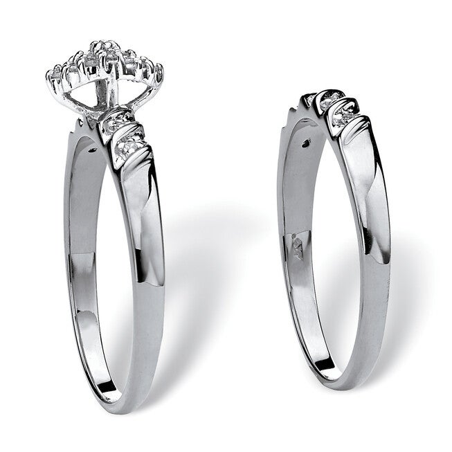 1/10 TCW Diamond Two-Piece Bridal Set in Platinum-plated Sterling Silver, WHITE, on-hover image number null