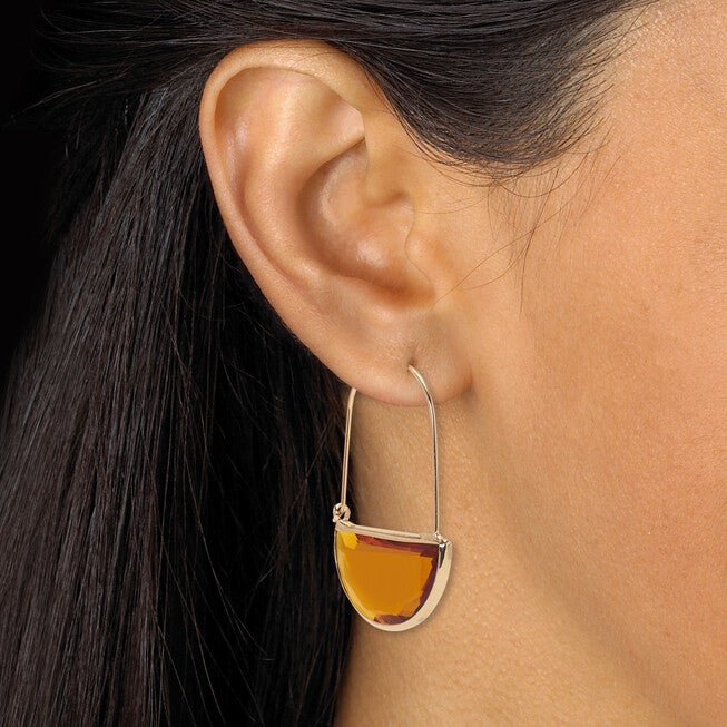 Brown Crystal Half Moon Goldtone Jewelry Set, BROWN, alternate image number 3