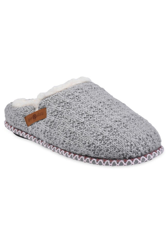 Textured Knit Clog With Fur Lining Slippers, GREY, hi-res image number null