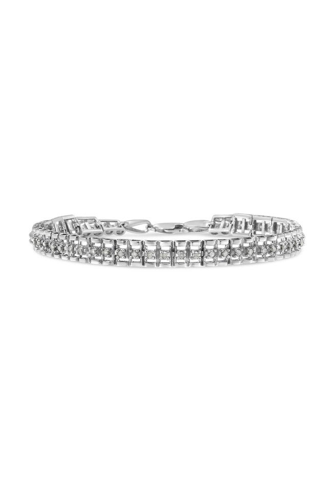 Sterling Silver 2.0 Cttw Diamond Doublelink Tennis Bracelet, WHITE, hi-res image number 0