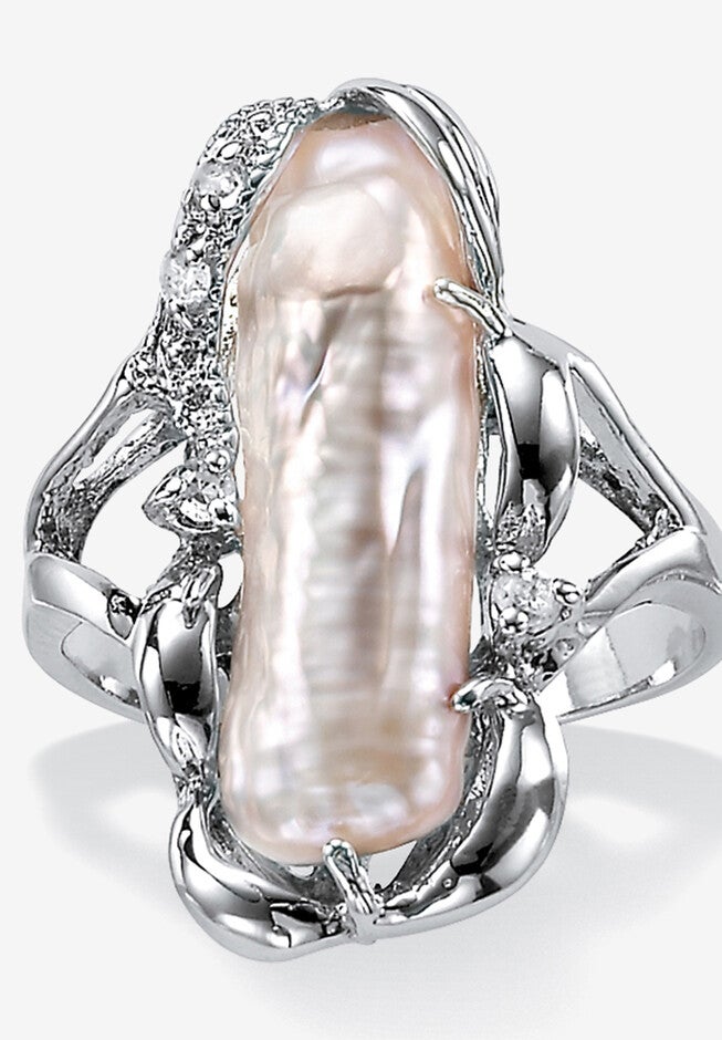 Cultured Freshwater Pearl White Topaz Accented Ring .925 Sterling Silver, PEARL, hi-res image number null