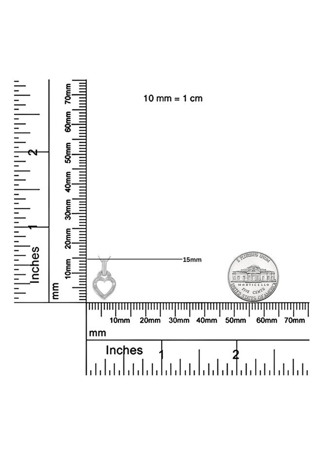 Silver Round Cut Diamond Heart Pendant Necklace, , alternate image number 2