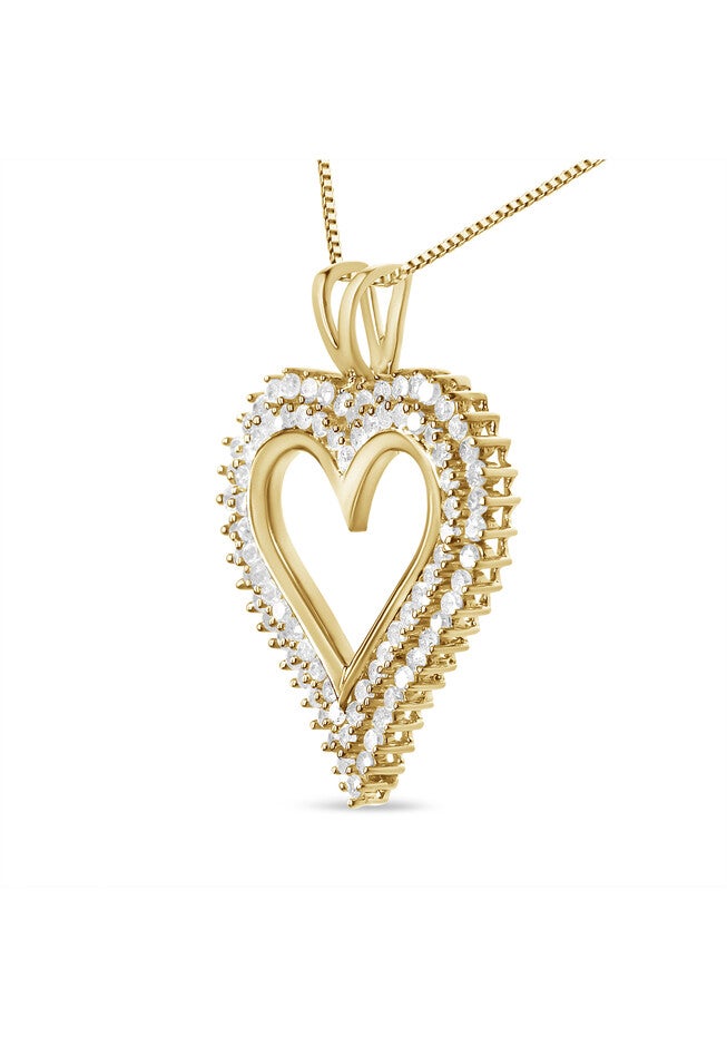 Yellow Gold Plated Sterling Silver 1/2 Cttw Diamond Heart Pendant Necklace, , alternate image number 2