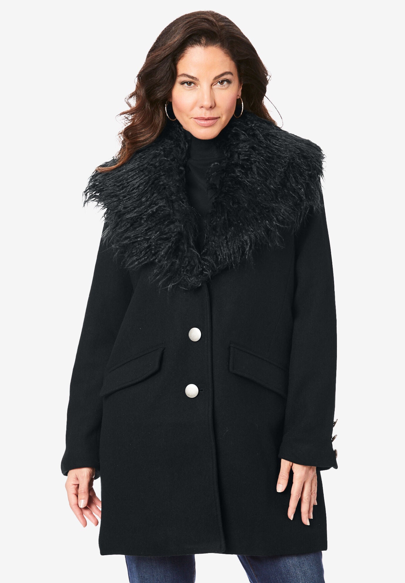 Short Wool Blend Coat, BLACK, hi-res image number 0