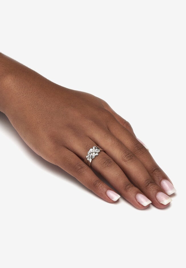 .27 Tcw Round Cubic Zirconia Platinum-Plated Puzzle Ring, , alternate image number null