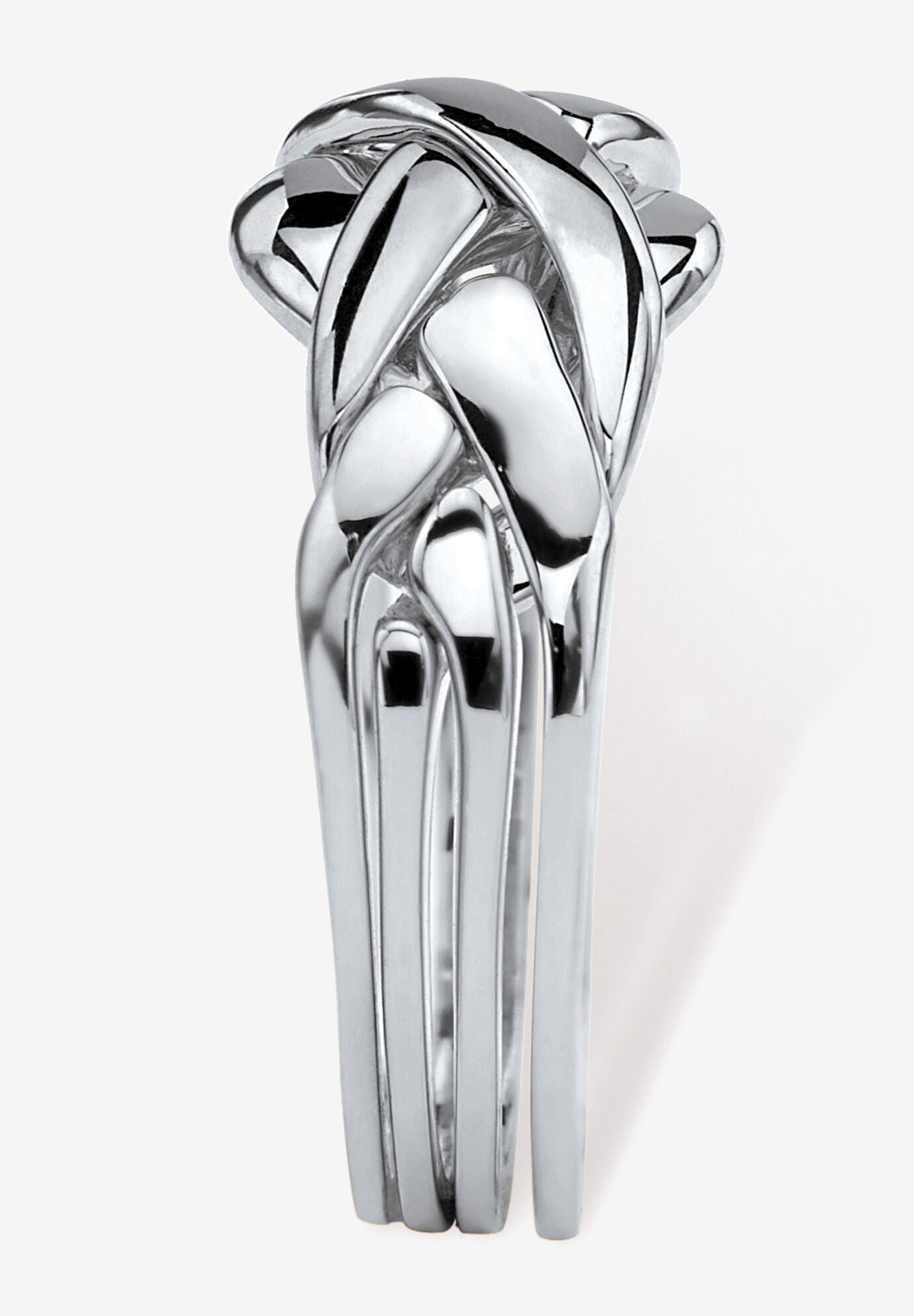 Platinum-Plated Commitment Symbol Puzzle Ring, , on-hover image number 1