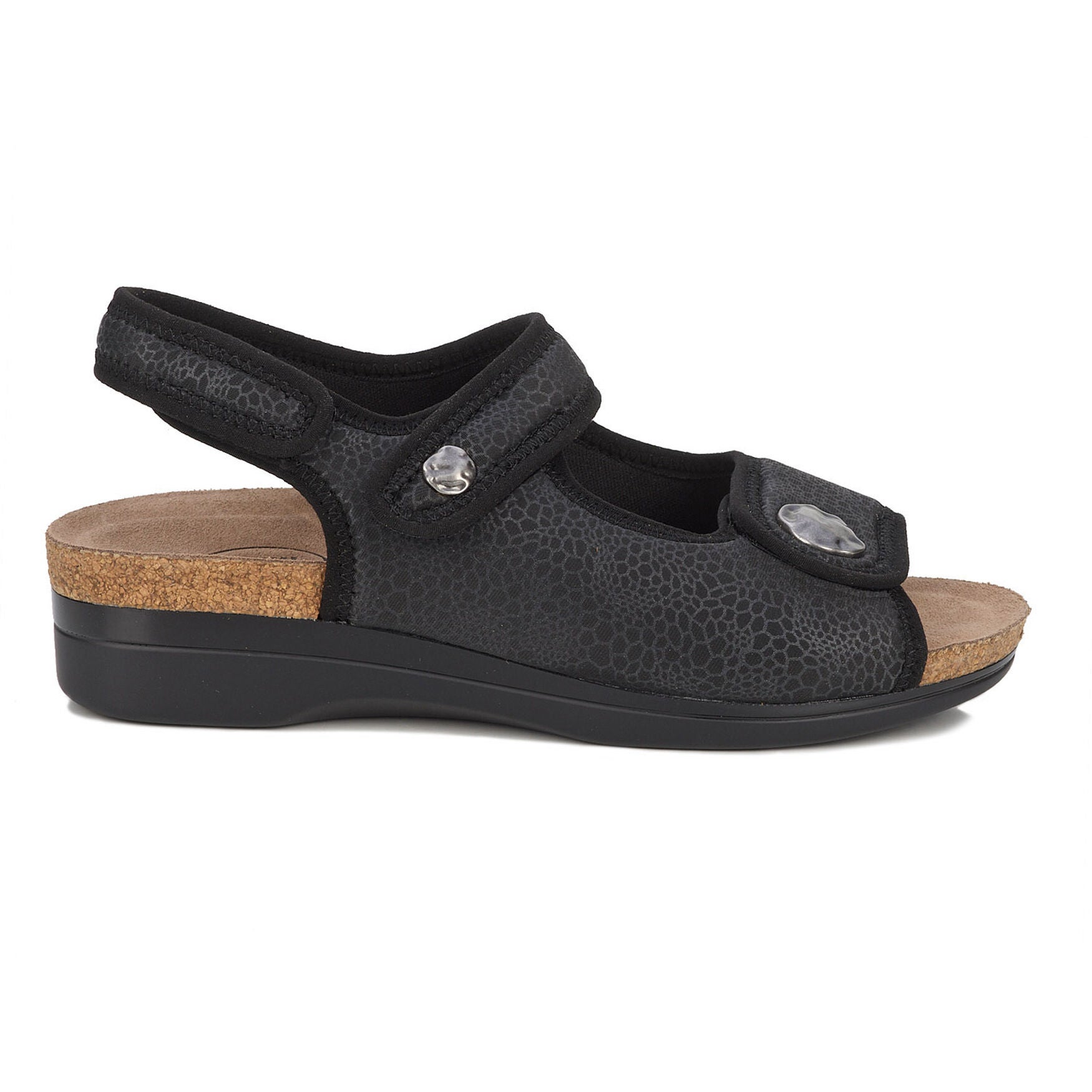 Melanie Double Strap Stretch Sandal, BLACK, alternate image number 2