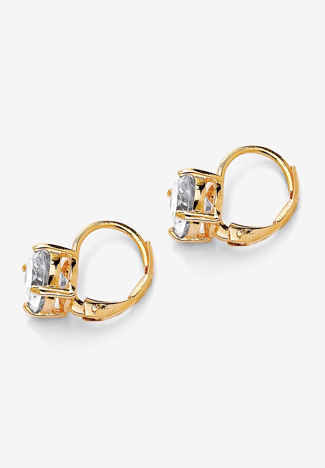 Cubic Zirconia Drop Earrings in Yellow Goldplate (13x8mm), , on-hover image number 1