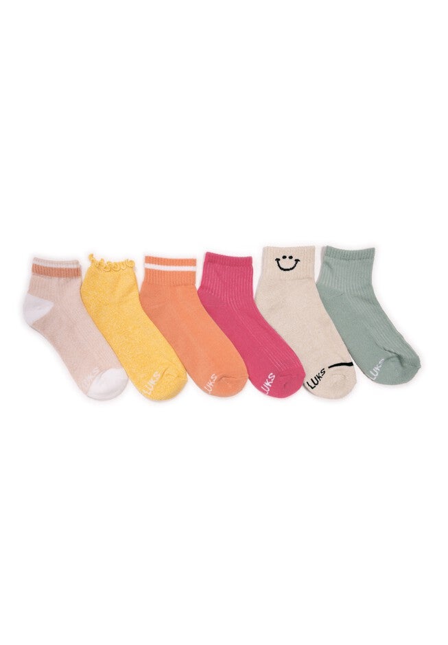 Women'S 6 Pack Dream Step Mini Crew Socks, PINK SUNRISE, hi-res image number 0