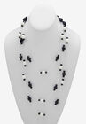 Simulated Black Onyx And Pearl Silvertone Beaded Multi-Strand Necklace 70", , alternate image number null