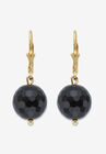 Yellow Gold Over Silver Round Natural Onyx Earrings (32X12Mm) Jewelry, ONYX, hi-res image number null