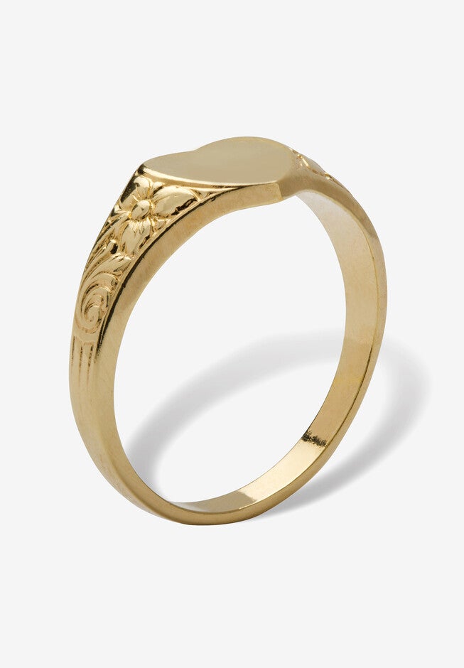 Yellow Gold-Plated Heart Shaped Ring, , on-hover image number null