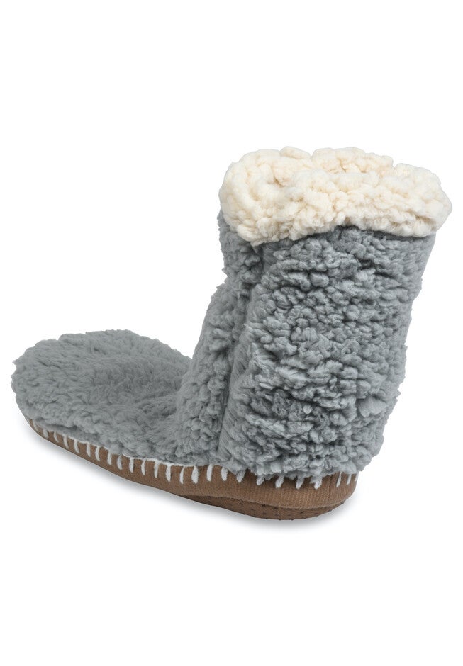Womens Faux Shearling Slipper Sock With Sidewall Slippers, , on-hover image number 1
