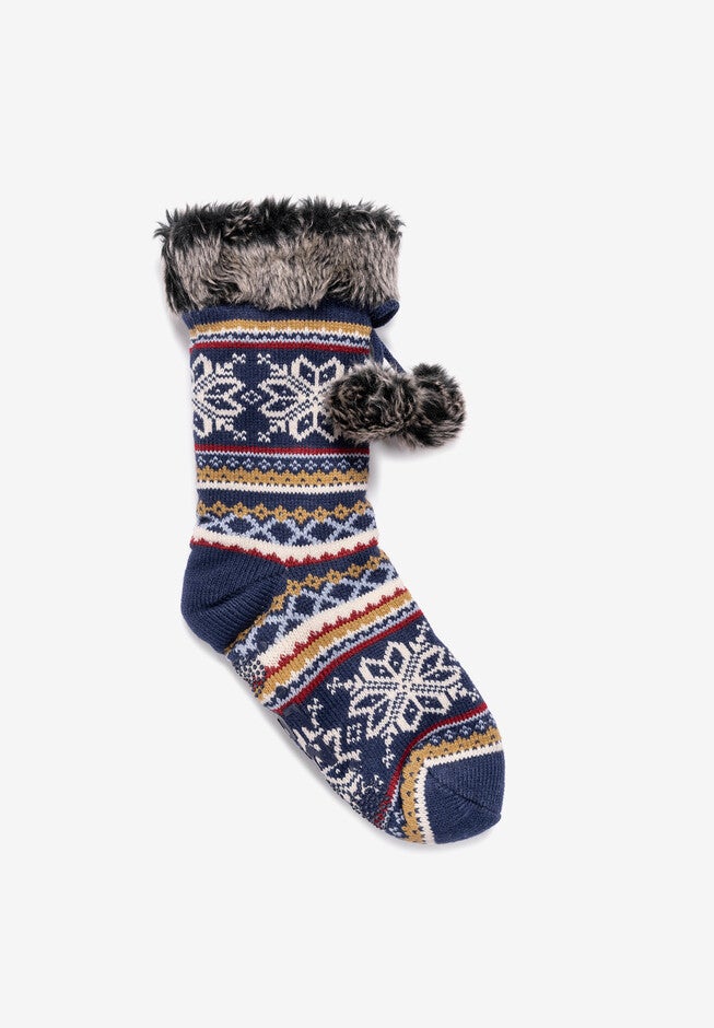 Fur Cuffed Cabin Socks, TWILIGHT, hi-res image number null