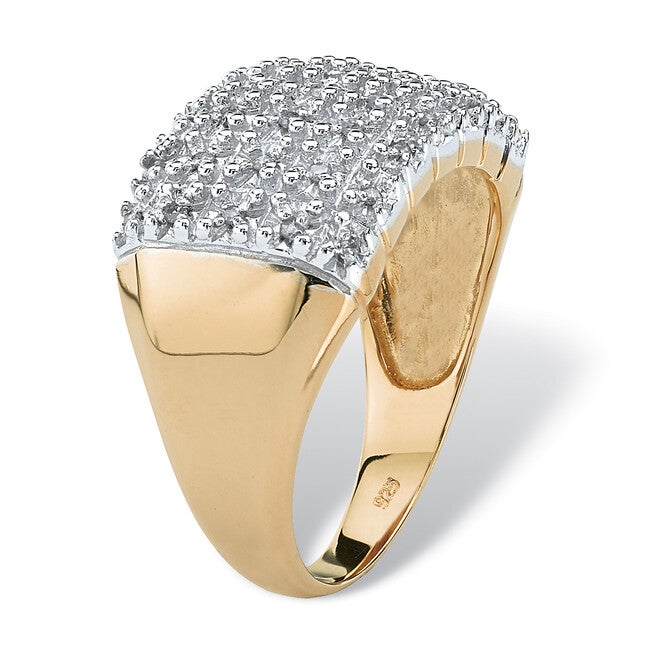 1/6 TCW Diamond Cluster Ring in 18k Yellow Gold-plated Sterling Silver, WHITE, on-hover image number null