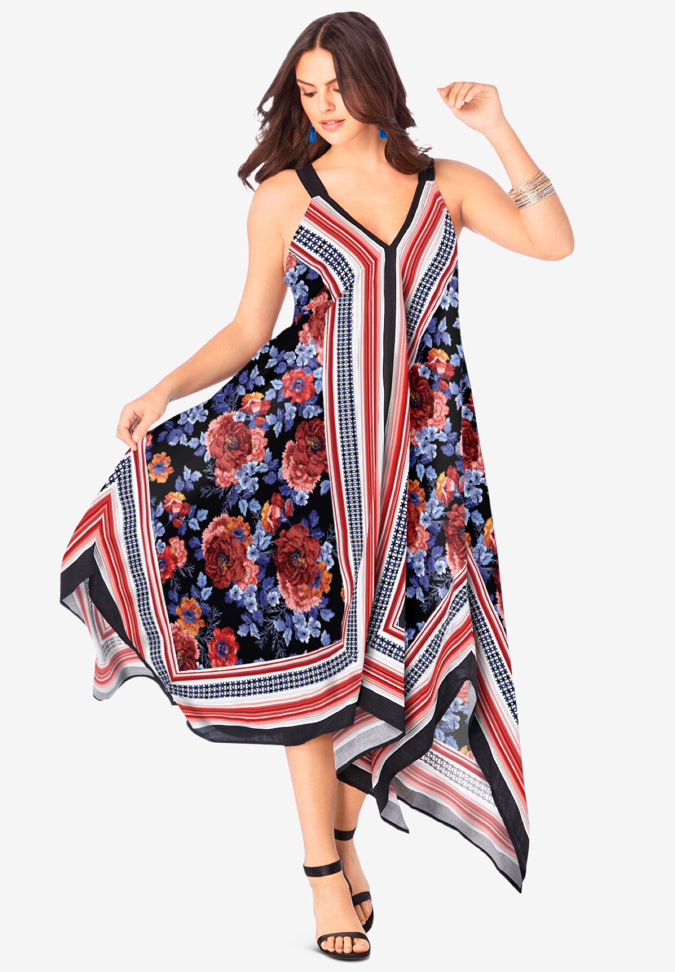 Scarf-Print Maxi Dress, , alternate image number 3