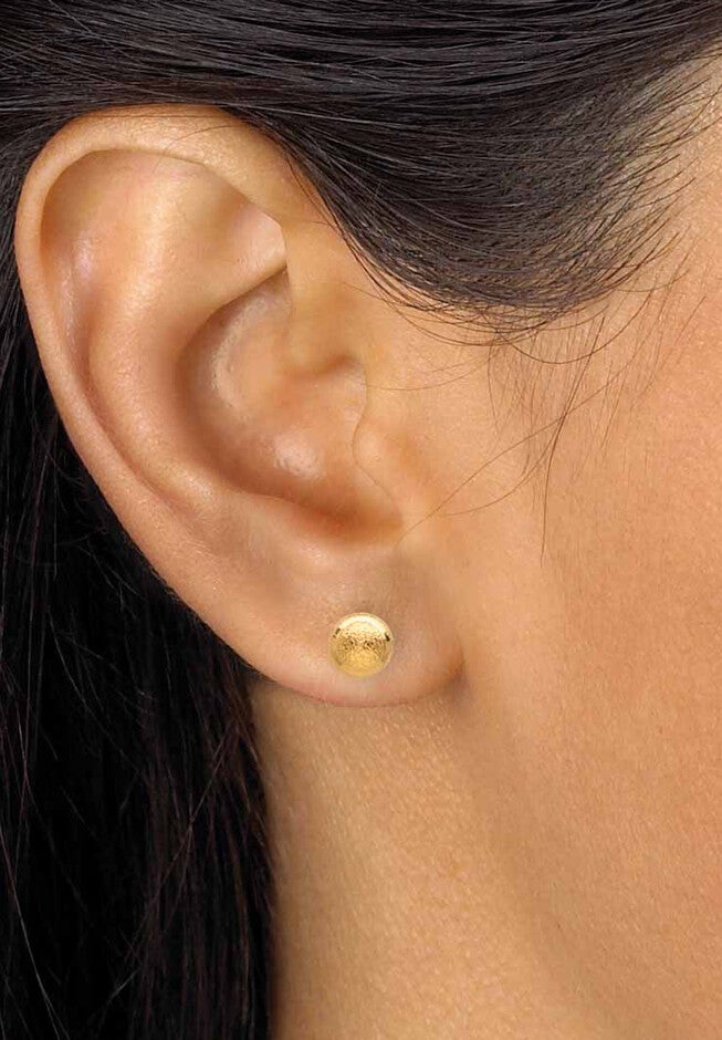 Goldtone Polished Bangle Earring and Ball Stud Earring Set 7.5 inches, , alternate image number null