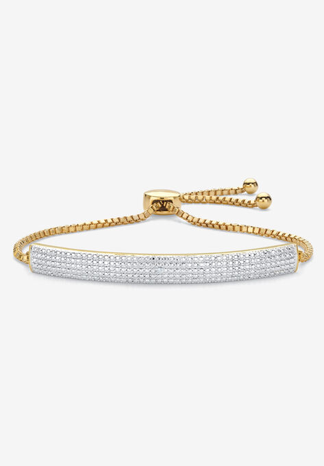 Gold-Plated Bolo 9" Bracelet with Diamond Accents, DIAMOND, hi-res image number null