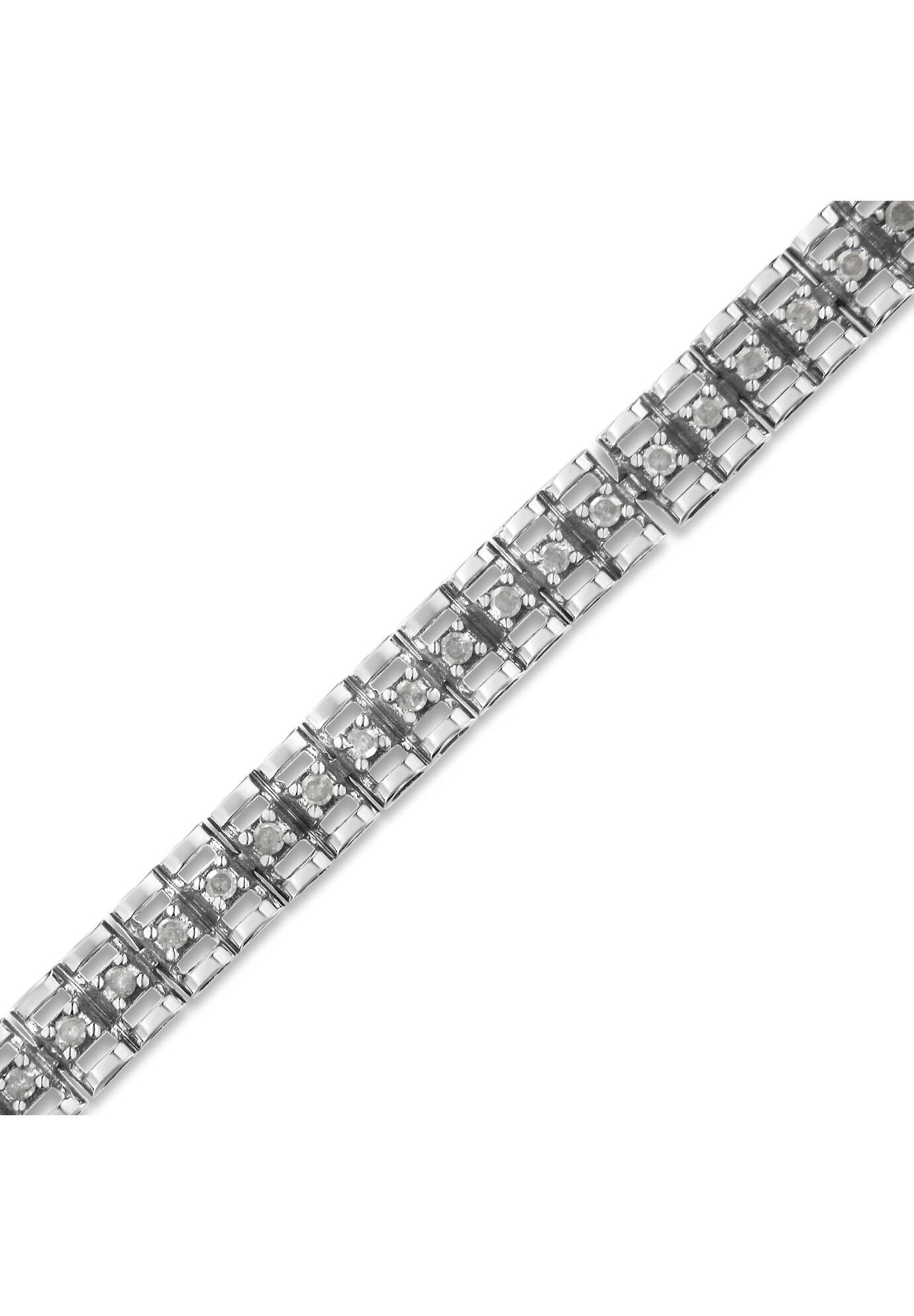 Sterling Silver 1.0 Cttw Diamond Double Link Tennis Bracelet, , alternate image number 2