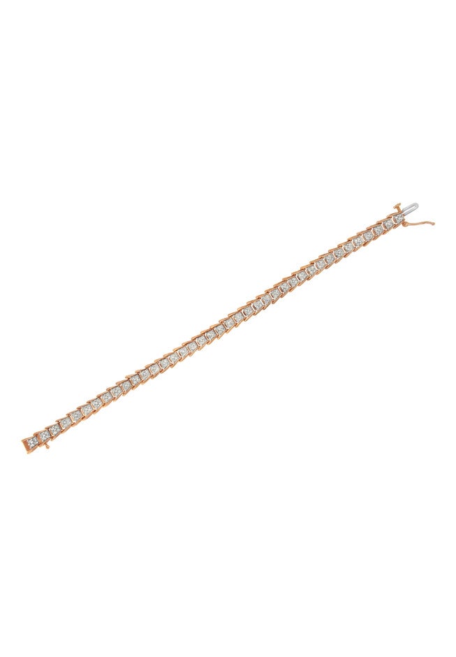 Rose Gold Plated Sterling Silver Diamond Chevron Link Tennis Bracelet, , alternate image number null