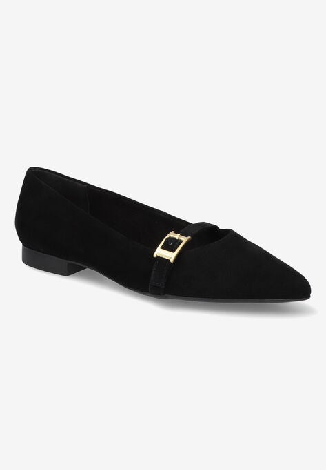 Evanna Flats, BLACK SUEDE LEATHER, hi-res image number null