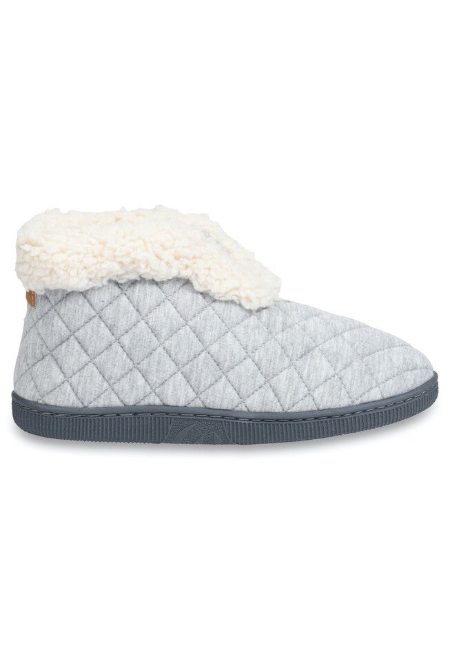 Quilted Jersey Elastic Front Slipper Boot Slippers, , alternate image number 2